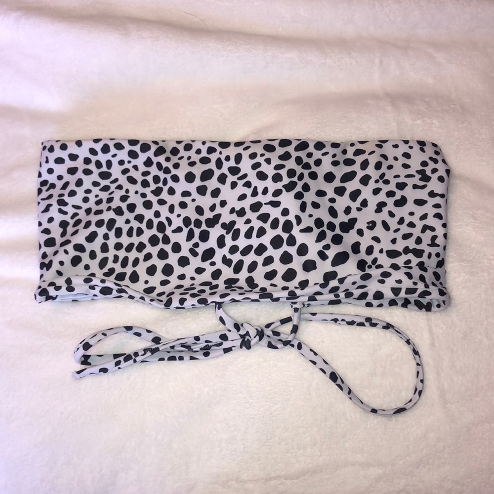 Cow print bandeau bikini top